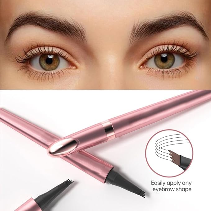Microblading Eyebrow Pencil, 2026 New 3D Waterproof Eyebrow Pen, Four Tip Precision for Natural Gap Filling, Long-Lasting Eyebrow Makeup for Women (Black, 1 PCS)
