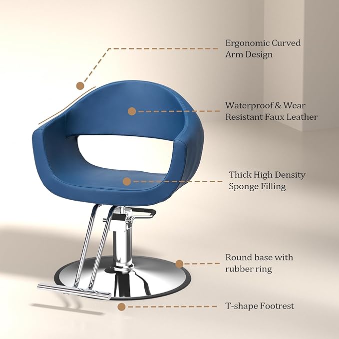 OmySalon Barber Chairs for Barbershop Styling Chair, Salon Chair for Hair Stylist, Heavy Duty Hydraulic Pump, 360°Swivel with Footrest, Hairdressing Home Beauty Spa Equipment