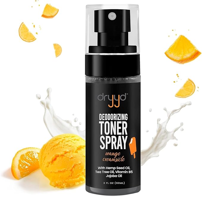 Deodorizing Toner Spray for Balls Aluminum Free Cooling Toner Ball Spray - Mens Groin Care - Ball Deodorant for Men with Tree Oil, Vitamin B5, and Jojoba Oil - Orange Creamsicle Scent