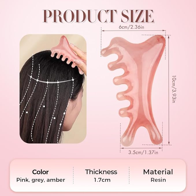 4 in 1 Massage Comb Gua Sha Tool for Face & Body, 2025 New Head Massage Combs Facial Tools, Meridian Therapy Tool for Body Tension Relief, Self Care Gifts for Women Men (Orange)