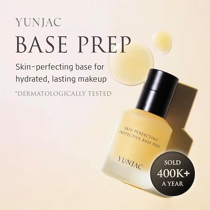 Base Prep Korean Primer (1.35 fl oz) – Silicone-Free Grip Makeup Base, Serum Texture for Radiant Skin, Long-Lasting Glow with Rice Ferment, Ceramide, Niacinamide, Squalane