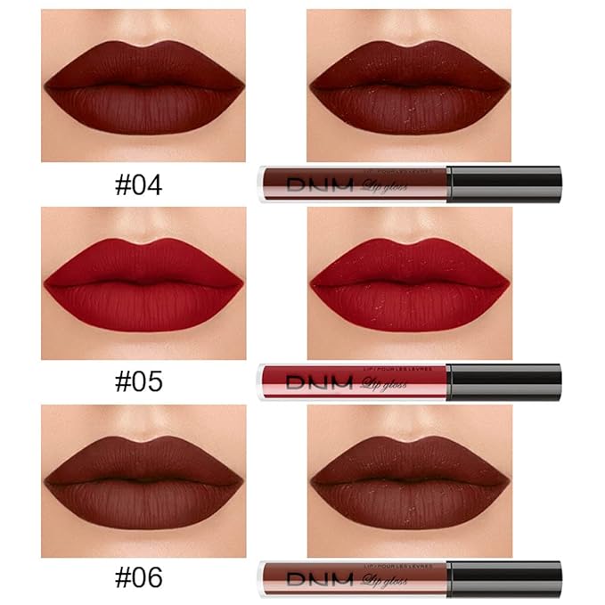 evpct 3Pcs Matte 24-hour Liquid Lipstick Sets, Dark Ruby Brown Red Permanent Stay on Lipstick Lip Set for Black Women Long Lasting 24 Hours Smudge Proof labiales matte labial mate larga duracion 24 02