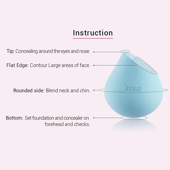 Jessup Makeup Sponge, Soft Latex-free Sponge for Foundation Liquid Creams 1 Pack (Shell Pink), SP002