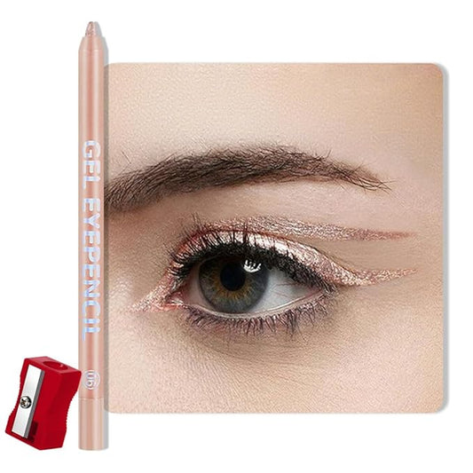 Apricot Pink Shimmer Gel Eyeliner Pencil, Multi-Use Waterline Eyeliner with Sharpener, Sharpenable Eye Liner Waterproof Smudge Proof, High Pigmented Eye Makeup Liners, Vegan & Cruelty-Free 06
