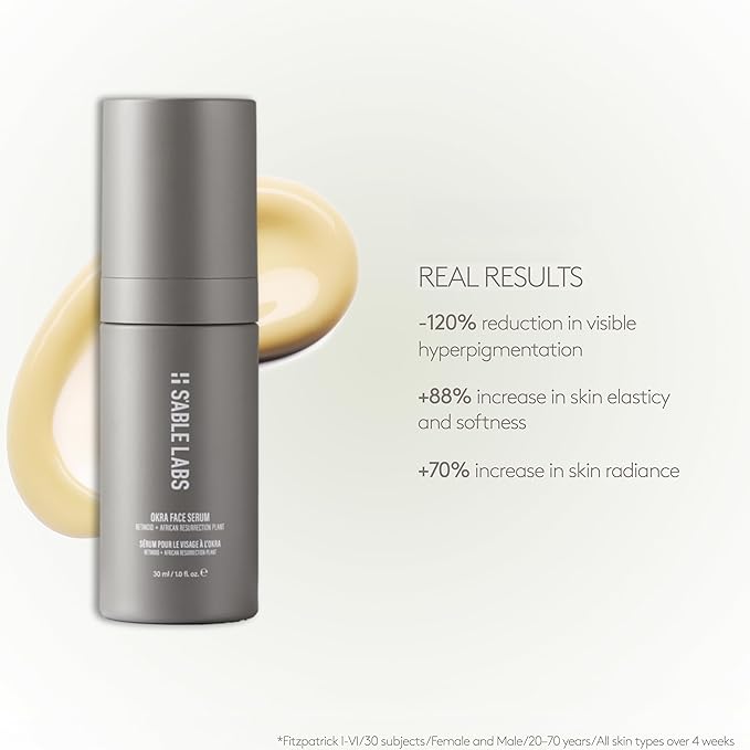S'ABLE Labs - Okra Face Serum | Boost Elasticity, Stimulate Collagen, Replenish Skin Barrier | Retinoid + African Resurrection Plant | Melanin-Inclusive Skincare (30 mL | 1 fl oz)