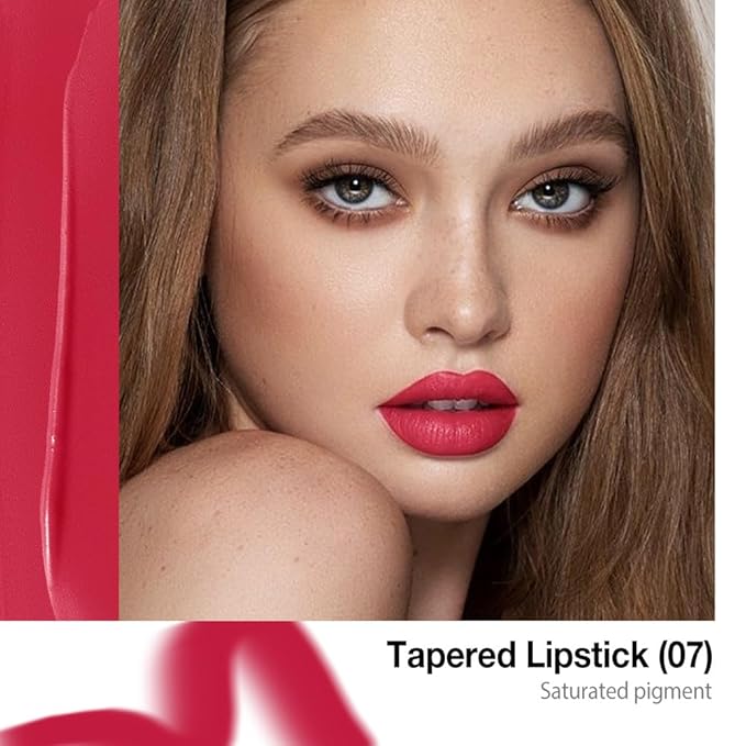 Red Gradient Matte Lipstick Crayon Lip Liner pencil,Crayon Form and Cone Tip 2-in-1 Lip Liner and Lipstick Lip Combo Set Achieve Flawless Contour Gradual Ombre Effect lip Pencil for Old Women