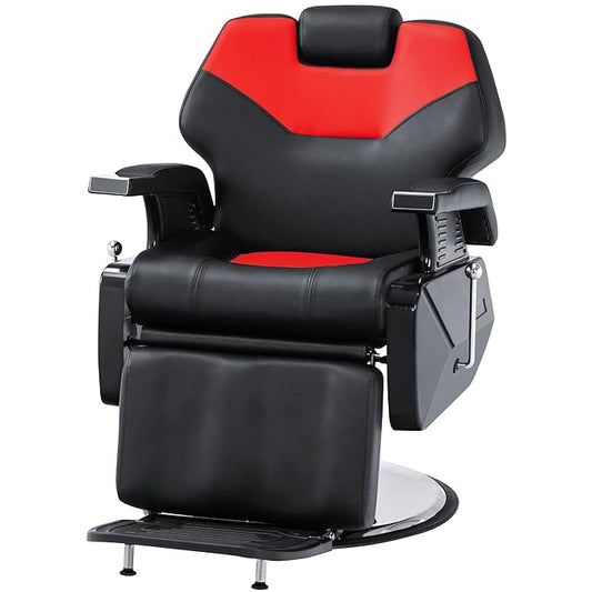 BarberPub Hydraulic Recline Barber Chair All Purpose Salon Beauty Spa Styling Equipment 9208 (Red)