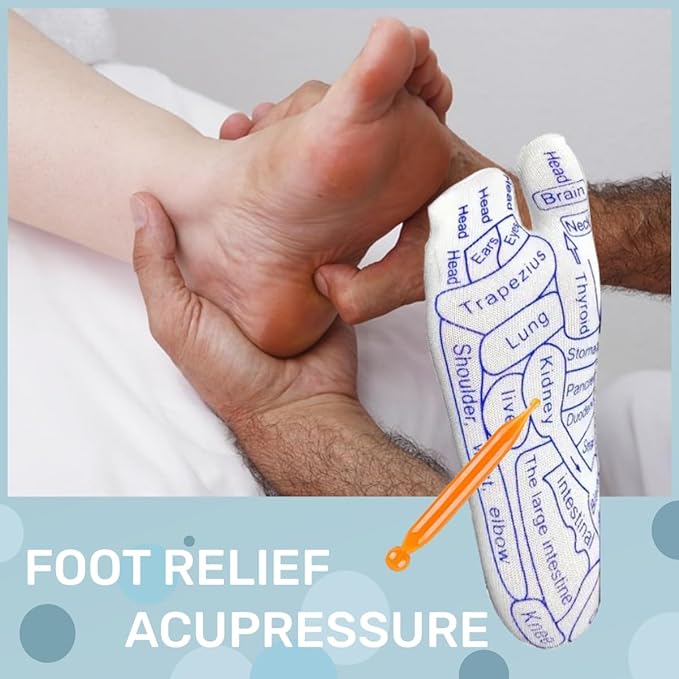 COLSA Reflexology Socks with Tools,Acupoint Socks Set,Beginner Acupoint Massage Tools Large Triangular Sparrow+acupoint Stick(2pcs Women+Gloves)