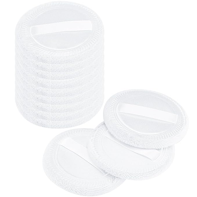 12 Pieces Powder Puffs Cotton Round Makeup Pads Soft Face Compact Puffs for Loose Setting Pressed Powder, 2.36 Inch (White)