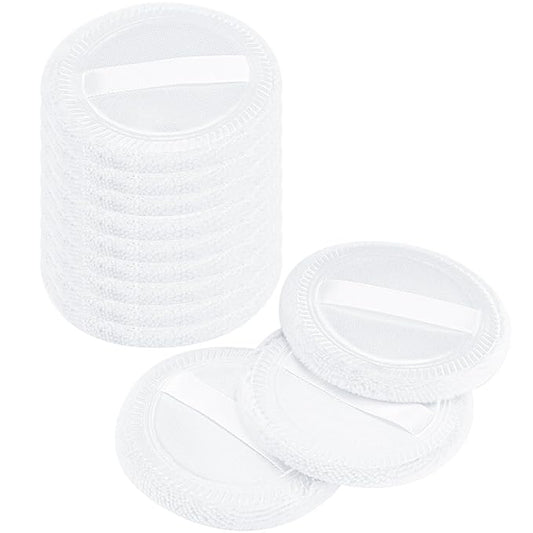 12 Pieces Powder Puffs Cotton Round Makeup Pads Soft Face Compact Puffs for Loose Setting Pressed Powder, 2.36 Inch (White)