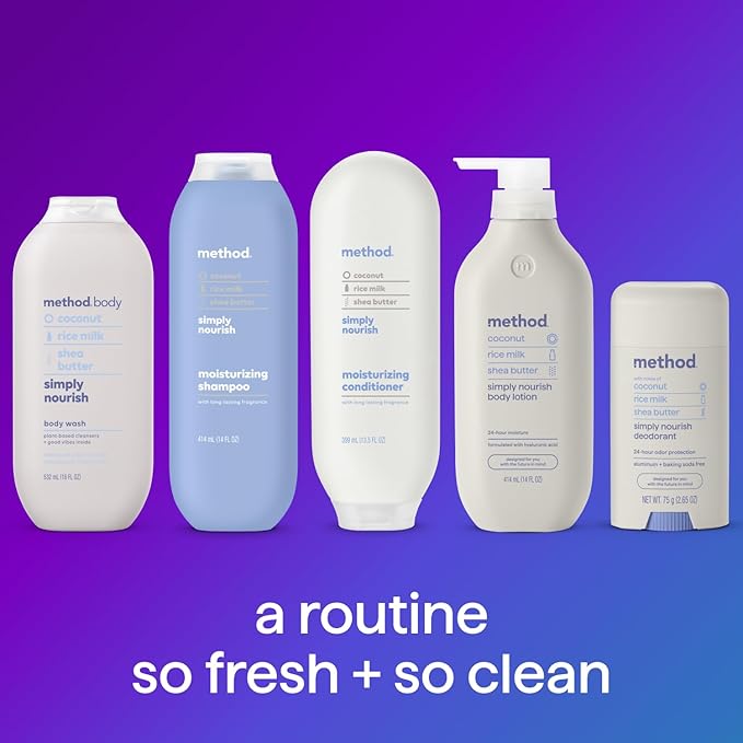 Method Body Wash, Simply Nourish, Paraben and Phthalate Free, 18 oz (Pack of 6)