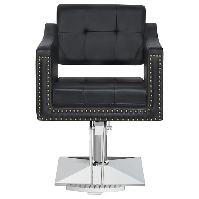 BarberPub Salon Chair for Hair Stylist, Hydraulic Barber Styling Chair, Beauty Spa Equipment 8813 (6" Seat Height Adjustment) (Black)