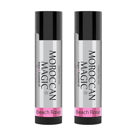 Moroccan Magic Beach Rose SPF 15 Lip Balm - Rose Vanilla | Argan Oil & Essential Oils | Family Owned | Cruelty Free | 2 Pack