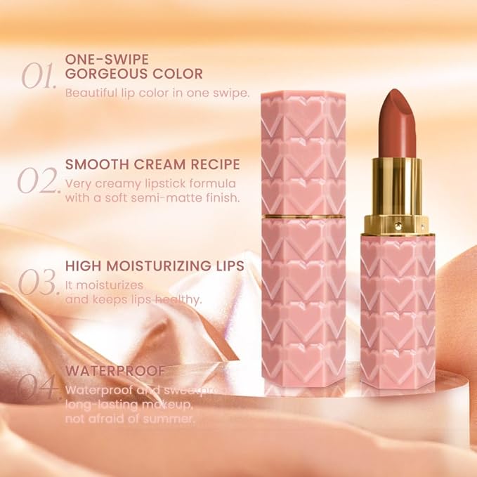 evpct 1Pcs Brown Lipstick, Silky Velvet Matte Lipstick Pack Sets for Women, Long Lasting Smudge Proof Lipstick Lip Stain Makeup Kit matte lipstick 24 hours original N04