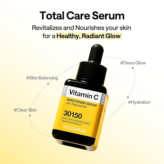 MEDIHEAL Vitamin C Brightening Serum (1.35 fl oz, 1 Pack) - Tone-Texture-Glow Care, Manage Skin with Vitamin C, Niacinamide, Hyaluronic Acid