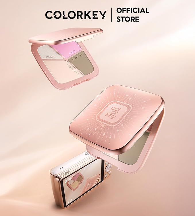 COLORKEY 3D Sculpting Contour Palette, 4-Color, High Capacity, Highlighter, Blush, Shadow, Translucent, Youthful Glow, Long-Lasting, Fine Texture (02)