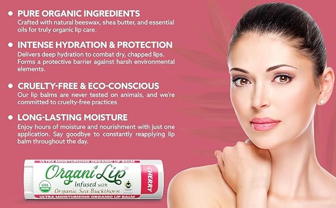 Organic Lip Balm, Cherry Flavor, Ultra Organic,