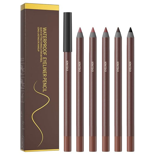 Pinkiou 5 Colors Eyebrow Pencil Set, Waterproof Smudge-Proof Brow Pencil, Long-Lasting Makeup Pencils for Eyebrows and Eyeliner (Plum, Stone, Chocolate, Brown, Black)