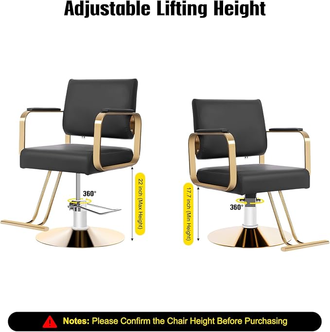 Barber Chair Salon Chair for Hair Stylist Hair Chair for Barbershop Home Height Adjustable & 360° Swivel Styling Salon Chairs Spa Beauty Salon Equipment, Max Load Weight 440Lbs