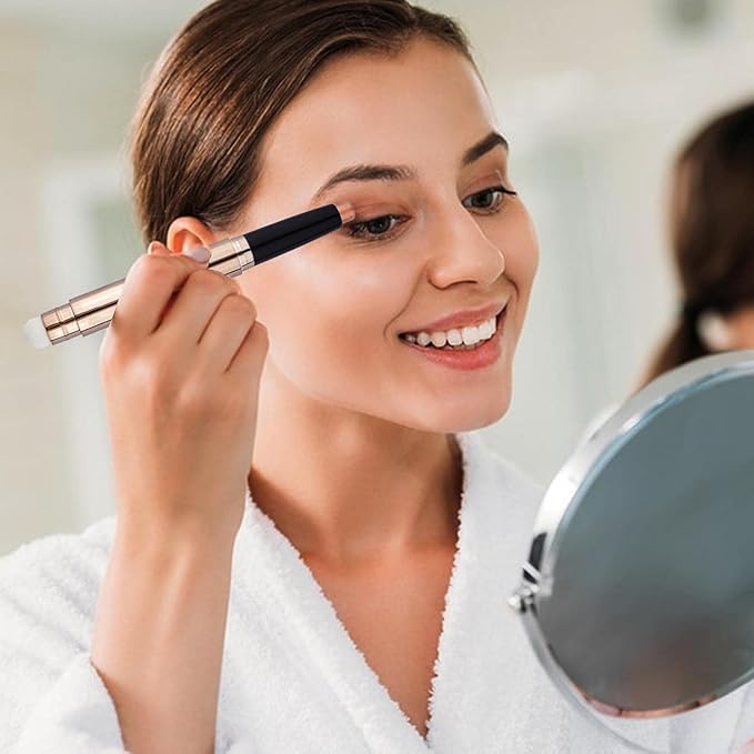 Eyeshadow Stick And Sponge Makeup Brush Cream Shimmer Smooth Shadow Pencil Eyeliner Long Lasting Waterproof Eye Shadow Highlighter Stick Hypoallergenic Multi-Dimensional Eyes Look (# 02)