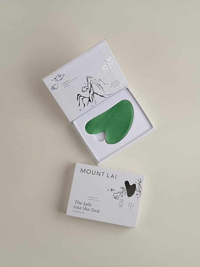 Mount Lai Jade Gua Sha Facial Tool – The Stone of Eternal Youth – 100% Genuine Jade Stone Face Sculpting Tool for Lymphatic Drainage, Puffiness Reduction & Timeless Radiance
