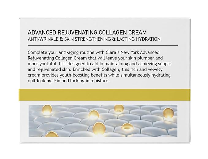 CLARA'S NEW YORK Advanced Rejuvenating Collagen Cream, Anti-Wrinkle and Made for Healthy Glowing Skin, Rich, Non-sticky, Fast-absorbing Formula 50ml MADE IN USA