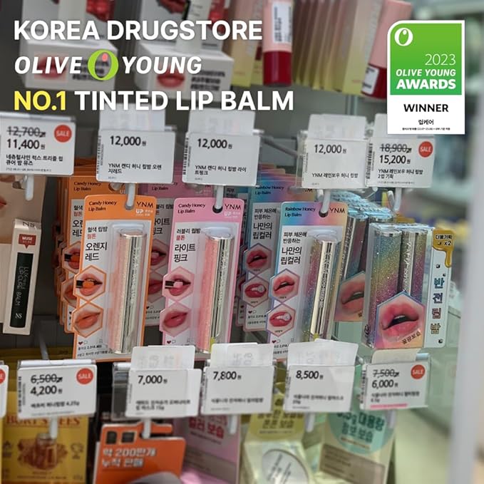 Rainbow Honey Lip Balm (+4 colors) Color-Changing, Non-Sticky, K-beauty, Korea Olive Young Awards Winner, High-Shine,Comfortable, tinted Lipbalm, moisturize with Manuka Honey