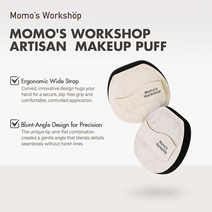 Satin White Flat-cut Shape Makeup Sponge,Firm Bounce Rubycell,Cushion Sponge with Wide PU Leather for Quick-Dry/Full Coverage Foundations, Cosmetic Puff,2pcs Beauty Puffs &Storage Case