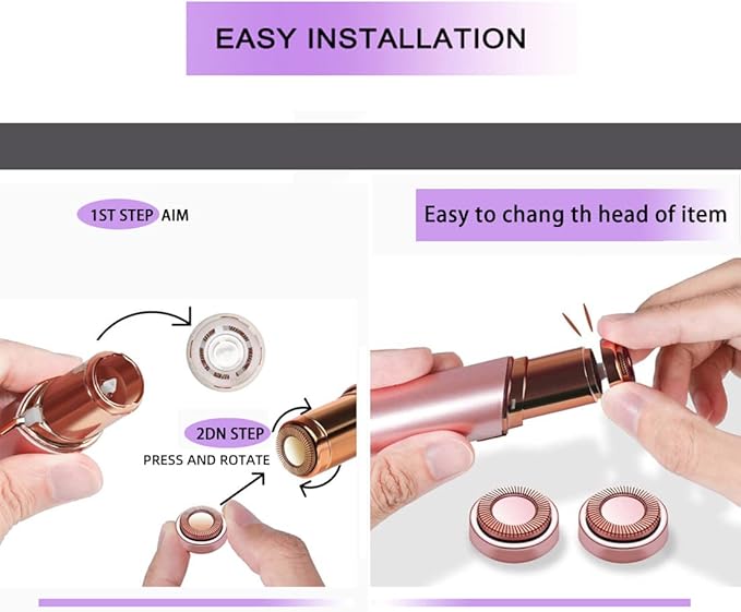 Facial Hair Remover Replacement Heads for Generation 1 Finishing Touch Flawless Facial Hair Removal Tool for Women,18K Gold-Plated Rose Gold 4 Count,First Generation by BECHY.