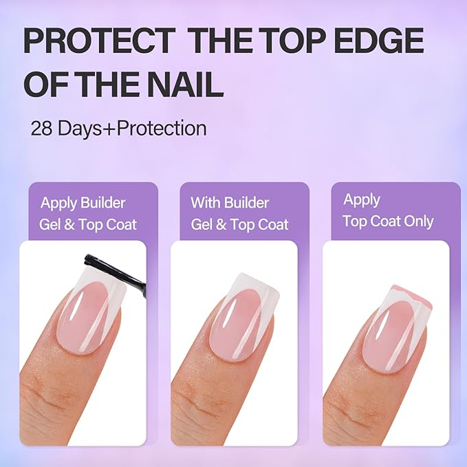 Vansiho Pink Deep French Gel Nails Kit - Short Square French Tip Press on Nails Kit, Nail Gel and Nail Lamp for Gift and Nail Art DIY