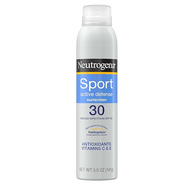 Neutrogena Sport Active Defense SPF 30 Sunscreen Spray, Sweat & Water Resistant Spray Sunscreen with Broad Spectrum UVA/UVB Sun Protection for Sunburn Prevention, Oxybenzone-Free, 5.0 oz