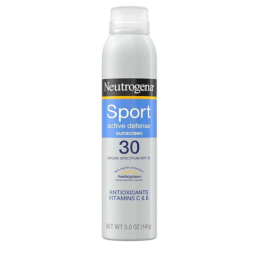 Neutrogena Sport Active Defense SPF 30 Sunscreen Spray, Sweat & Water Resistant Spray Sunscreen with Broad Spectrum UVA/UVB Sun Protection for Sunburn Prevention, Oxybenzone-Free, 5.0 oz