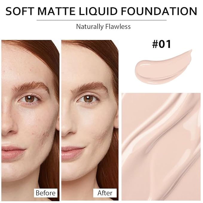 2 Pack Liquid Foundation Cream with Foundation Brush