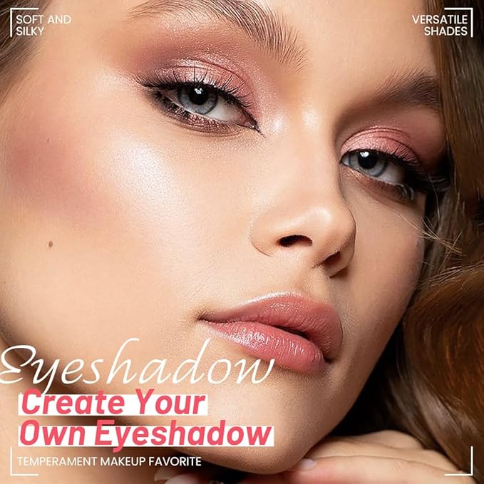 Eyeshadow Quad - Blendable Matte & Shimmer, 4 Shades Nude Champagne, Gold, Light & Dark Brown, Velvety Pigmented Formula, Long-Lasting, Built-In Mirror, Perfect for Older Women 01#