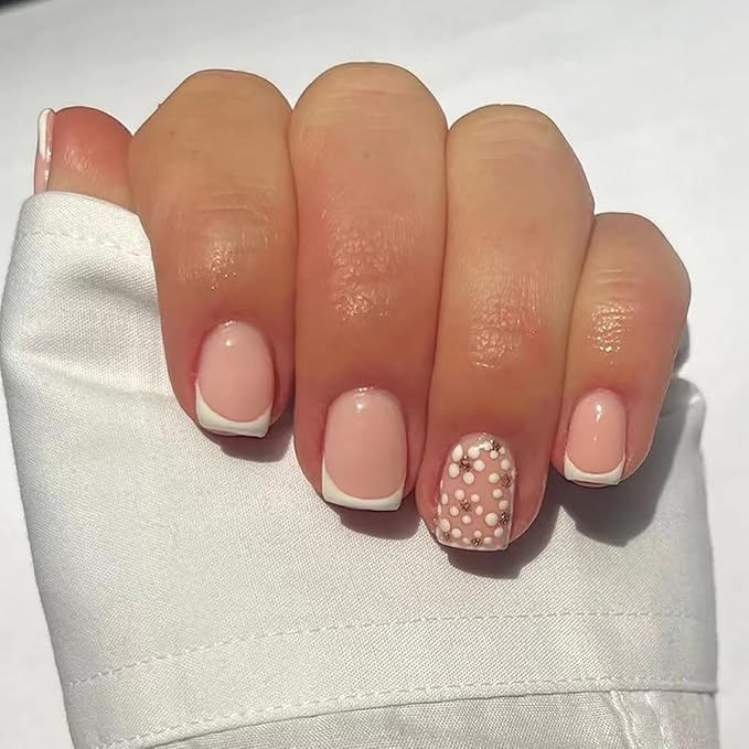 9 Packs (216 Pcs) Flower & Swirl Press on Nails - Short, Square & Almond Shapes - Gradient Glue - 12 Sizes - 9 Styles