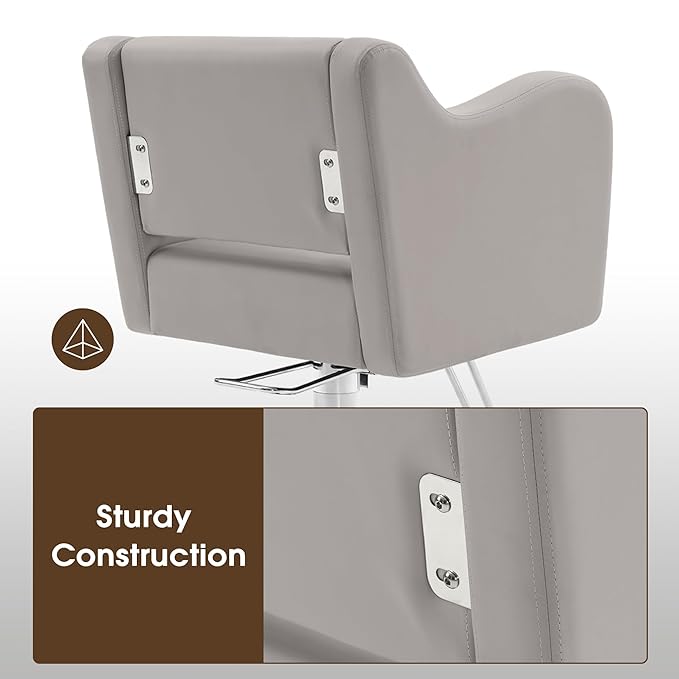 BarberPub Classic Salon Chair for Hair Stylist,Hydraulic Barber Styling Chair,Beauty Salon Spa Equipment 3802 (Grey)