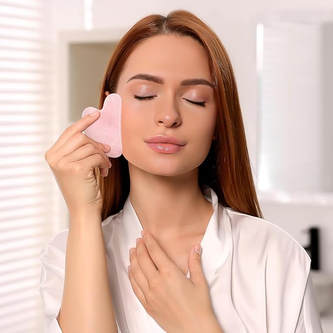 rosenice Gua Sha Facial Tool: 2-Pack Jade GuaSha Stone Massager for Women - Face Sculpting, Puffiness Reduction, Jawline Definition