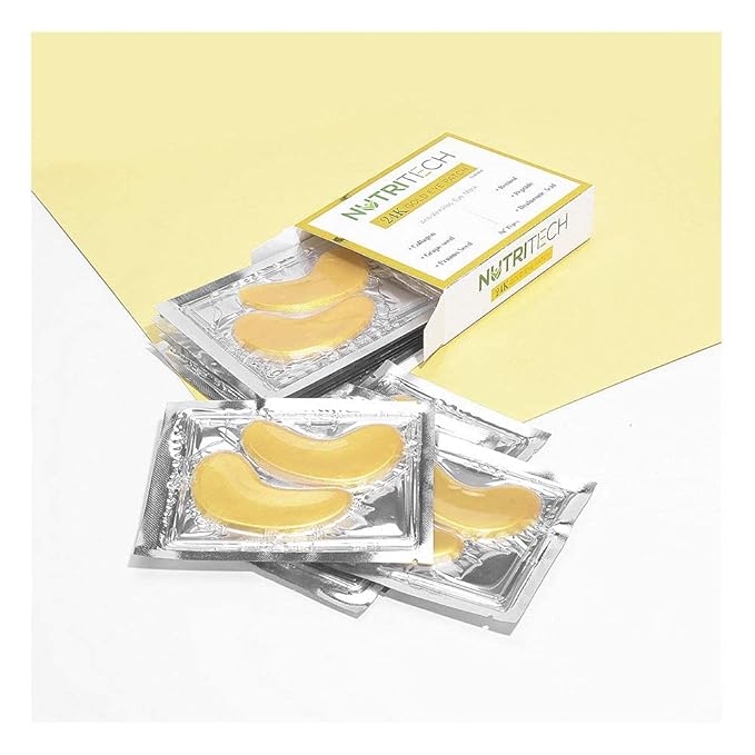 Under Eye Patches, 24K Gold Collagen Under Eye Mask Anti-Aging, Under Eye Treatment Mask for Puffy, Dark Circles, Wrinkles, 10 pairs