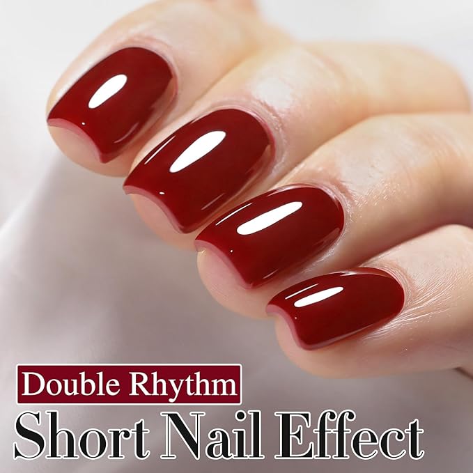 Double Rhythm Translucent Gel Polish Sheer Neutral Natural Light Milky Same Color Same Bottle 15ML Jelly UV Nail Polish Nail Art DIY at Home (Pale Burgundy-A1486)