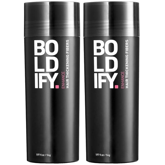 BOLDIFY Hair Fibers (2 x 56g) - Fill In Thinning and Fine Hair for an Instantly Fuller, Thicker Look - 14 Shades for Women & Men - Black
