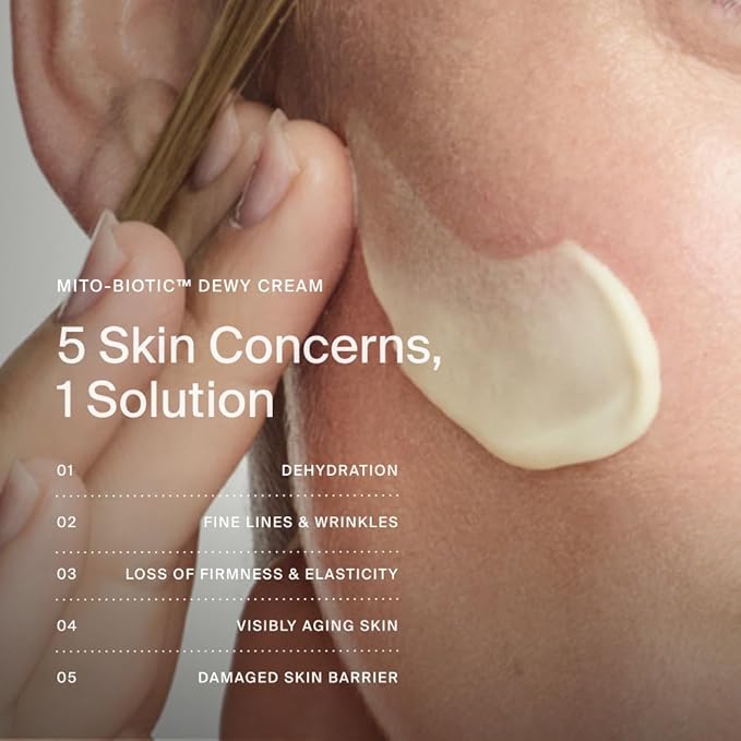Timeline Mito-Biotic™ - Dewy Cream Lightweight Moisturizer With Peptides to Hydrate, Plump & Protect Dry Skin - 1.7 Fl Oz