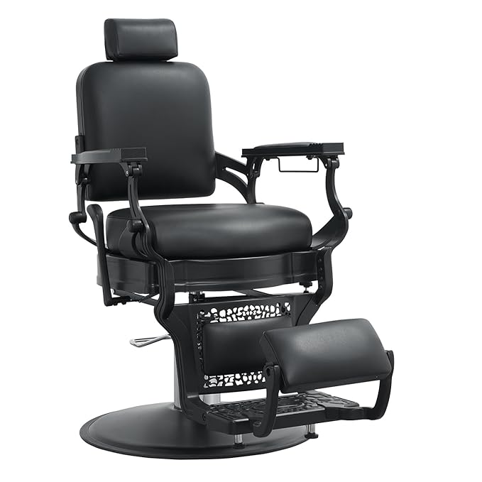 Barber Chair Hair Salon Chair,Heavy Duty 700 LBS, for Hair Stylist Barber Beauty Tattoo Massage(Black Square)