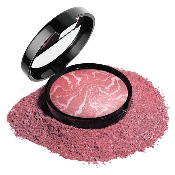 Baked Blush-n-Brighten Marbleized Blush, 2-in-1 Blush & Highlighter Hybrid - Pink Buttercream - Natural Finish, Buildable Color, (A01#)
