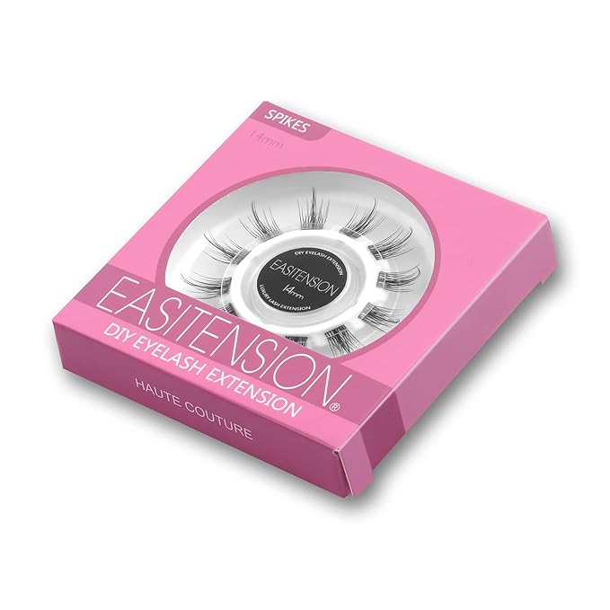 DIY Eyelash Extension, 3D Effect Individual Melt Flare Lash Cluster Natural Lashes Set, Home Eyelash Extension, D curl Lashes Pack 12mm,14mm (12MM-Spikes)