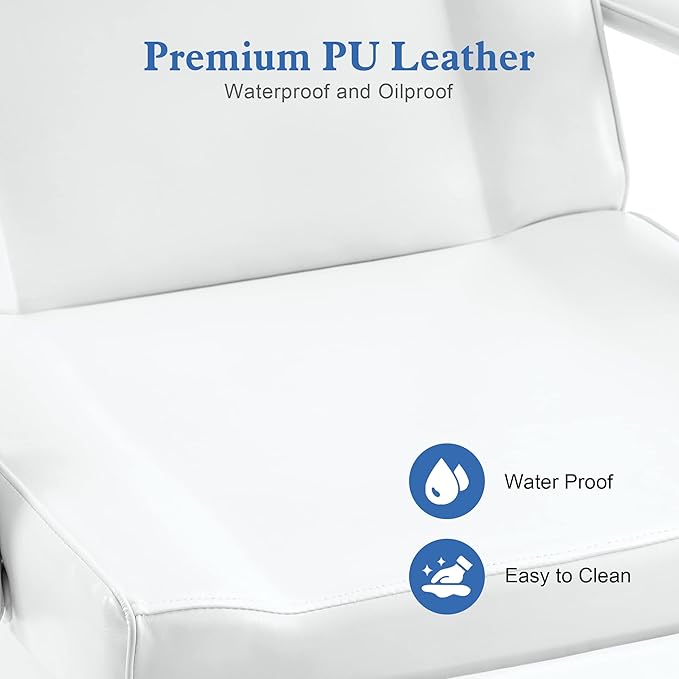 BarberPub Fully Electric Facial Bed with 3 Motor for Esthetician, Electric Tattoo Chair for Client, Facial Bed for Esthetician, Electric Adjustment 2751 (White)