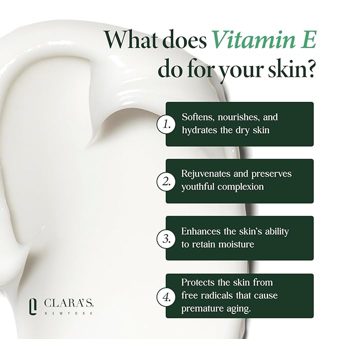CLARA'S NEW YORK | Deep Softening Vitamin E Skin Barrier Cream | with Panthenol, Macadamia Oil | Healthy Glowing Skin, Rich | Non-sticky, Fast-absorbing Clinical-Grade Formula | 50ml MADE IN USA