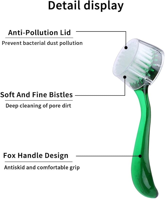 Facial Cleansing Brush 4 PCS, Facial Exfoliating Brush Face Wash Scrub Exfoliator Brush for Makeup Skincare Removal (Green)