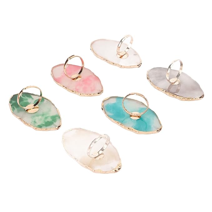 Nail Art Palette, 6pcs Wearable Soft Resin Nail Art Palette Ring, Resin Nail Art Palette Compatiable for Make-Up Beginners and Make-Up Schools