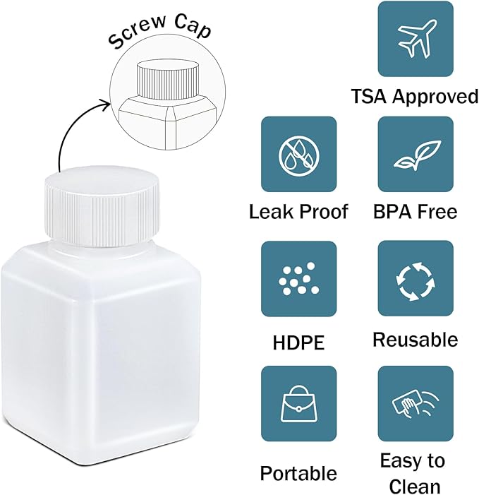 1oz/30ml Leak Proof Plastic Bottles with Caps for Liquids Sample, Reusable Small Bottles Containers for Travel, Camping and Hiking (Translucent, 10 Pcs)