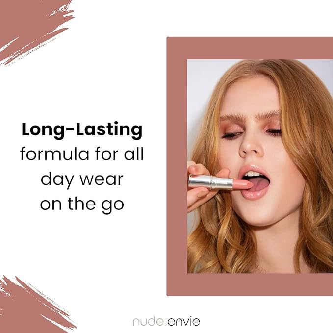 nude envie Lip Gloss - Certified Vegan Lipgloss Cruelty-Free and Paraben Free - Enriched Peptides, Vitamin E and Jojoba Oil (Peaceful)
